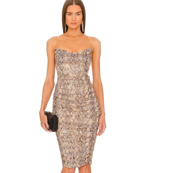 Michael Costello x REVOLVE India Midi Dress in Snake NWOT Size Small - Picture 1 of 3